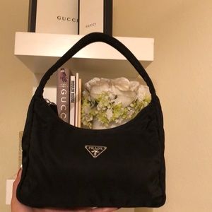 Prada Black Tessuto Nylon Mini Hobo Bag